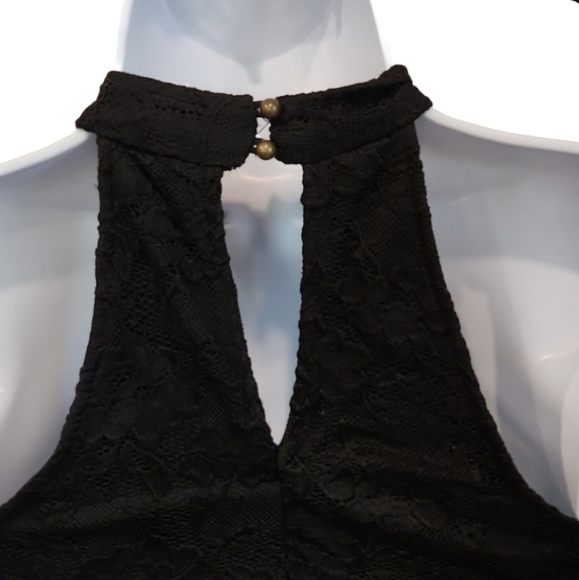 One Clothing Halter Lace Overlay Keyhole Back Dress - Picture 5 of 10